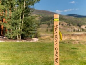 Property corner marker used to help find property lines on residential land